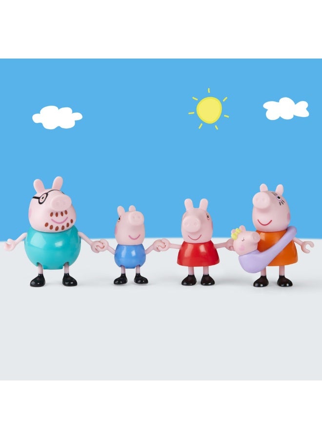 Peppa Pig Peppa's Family of Five with Baby Evie, Poseable Figures Hold Hands, Preschool Toys for Girls and Boys 3 and Up - Image 2