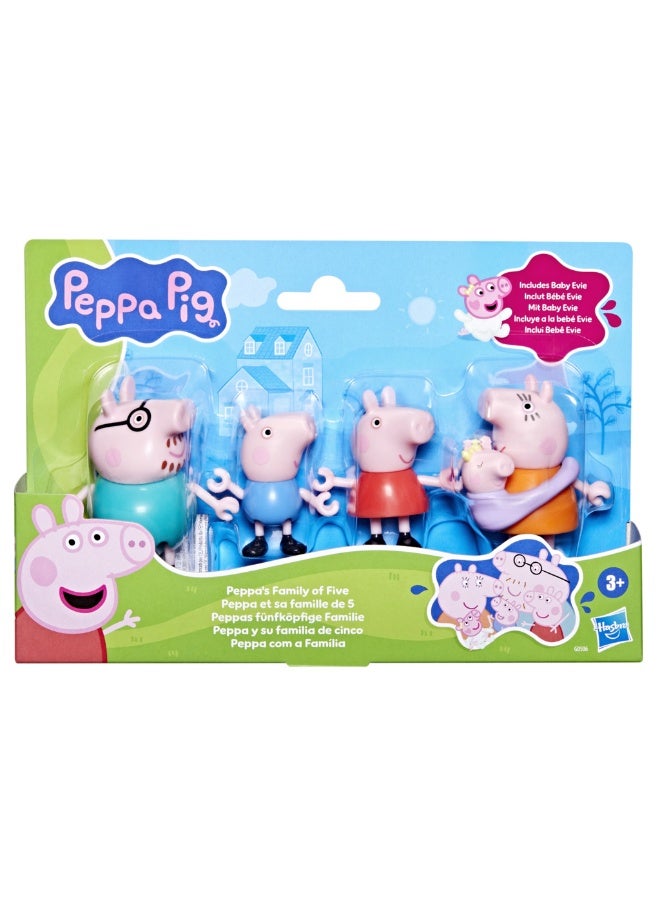 Peppa Pig Peppa's Family of Five with Baby Evie, Poseable Figures Hold Hands, Preschool Toys for Girls and Boys 3 and Up - Image 5