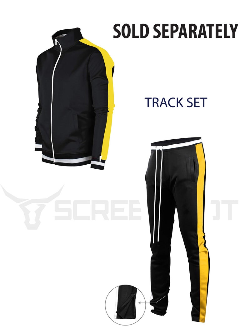 SCREENSHOT Men's Athletic Fitness Slim Fit Workout Track Pants BASIC S41700-Black/Yellow-Medium - Image 5