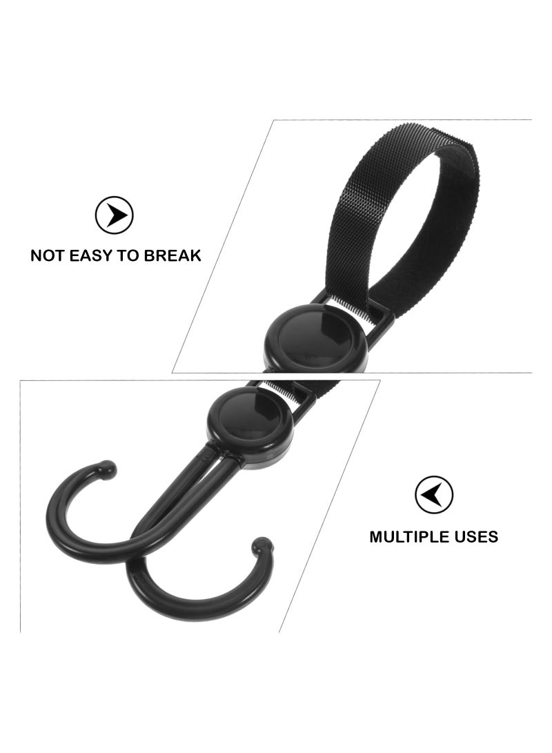 Sunveno 360° Rotatable and Adjustable Velcro Strap Universal Multipurpose Stroller Hooks (2Pcs) - Black - Image 4