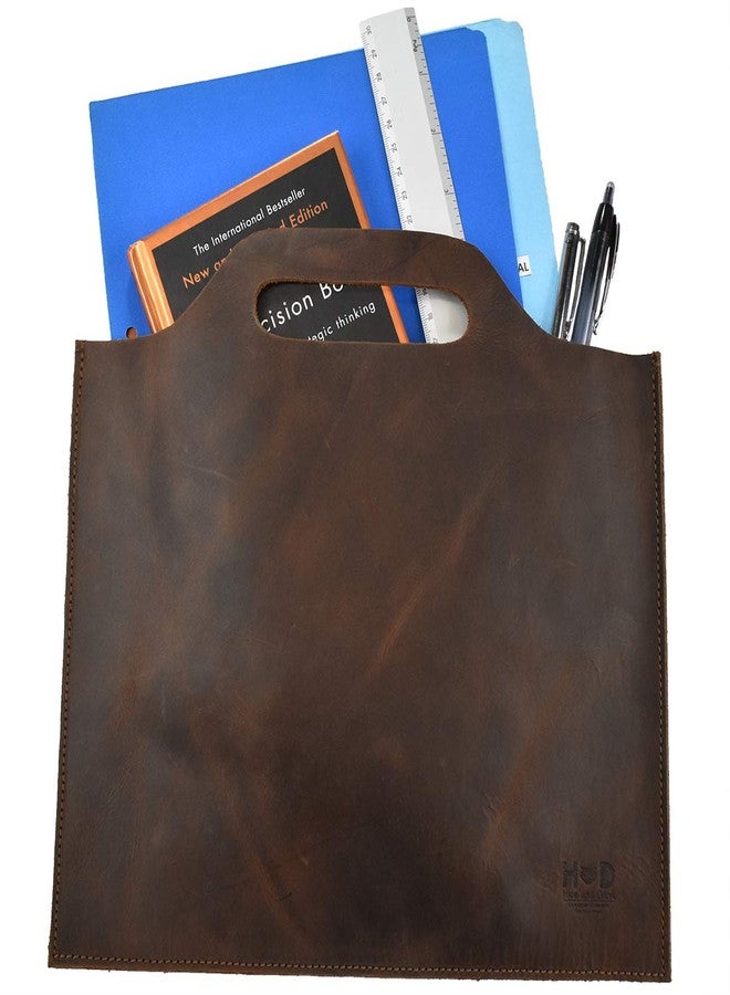 هايد آند درينك حقيبة يد مسطحة من هايد آند درينك، حقيبة سفر بتصميم بسيط، حافظة رفيعة، حافظة مستندات كلاسيكية، إكسسوار سفر، جلد طبيعي فاخر، صناعة يدوية، بني بوربون - Image 2