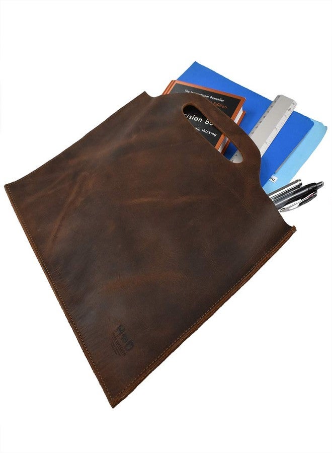 هايد آند درينك حقيبة يد مسطحة من هايد آند درينك، حقيبة سفر بتصميم بسيط، حافظة رفيعة، حافظة مستندات كلاسيكية، إكسسوار سفر، جلد طبيعي فاخر، صناعة يدوية، بني بوربون - Image 4