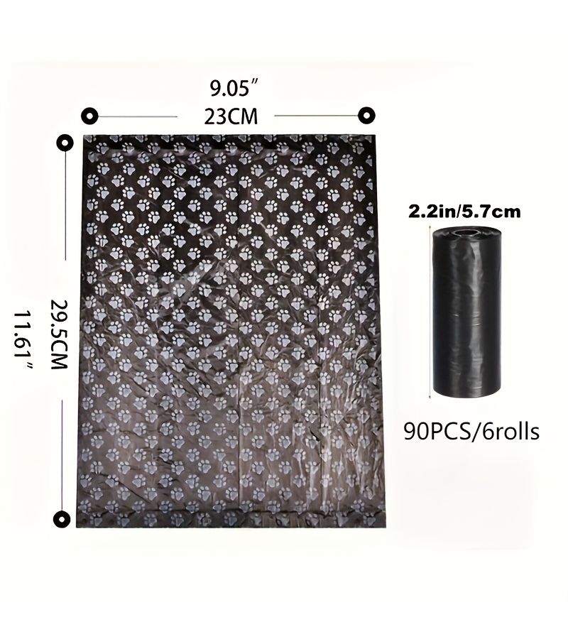 90 Bags Cat Paw Shape Thickened Leak Proof Pet Poop Bags Polyethylene Material Odor Sealed Easy Clean Cute Print Design Square Shape Suitable For Dogs Cats Compatible With Trash Can Dispensers Durable - Image 2
