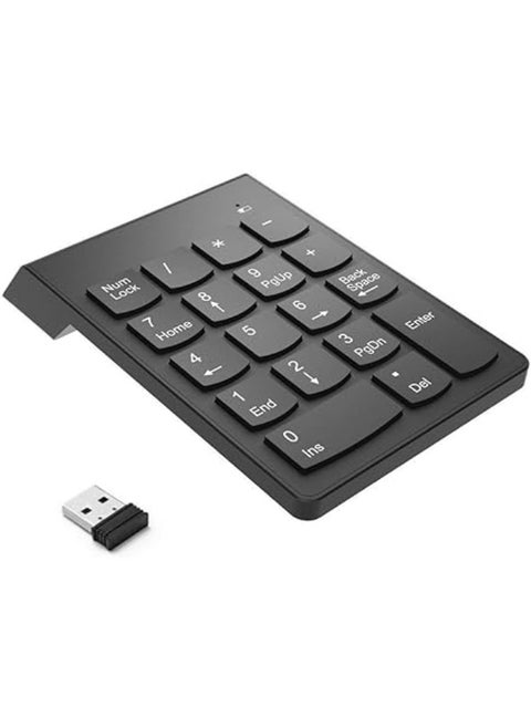 2.4ghz Wireless Numeric Keypad Slim Mini Number Pad Digital Keyboard 18 Keys forLaptop Tablet Desktops (Black)