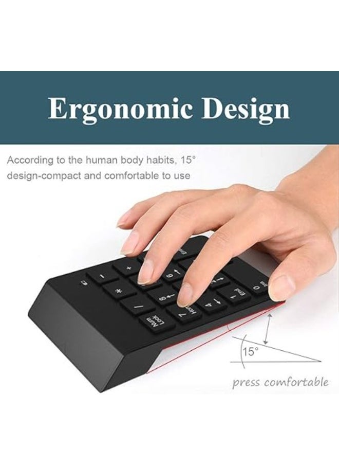 2.4ghz Wireless Numeric Keypad Slim Mini Number Pad Digital Keyboard 18 Keys forLaptop Tablet Desktops (Black)