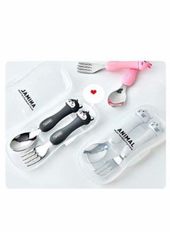 KASTWAVE Toddler Utensils Set 3PCS Kids Cutlery Sets Children's Portable Tableware Spoon & Fork Set with Plastic Case 304 Stainless Steel BPA Free Dishwasher Safe (Chicken, Bear, Bunny)  - Image 5