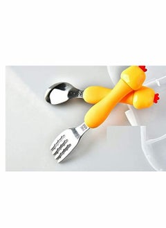 KASTWAVE Toddler Utensils Set 3PCS Kids Cutlery Sets Children's Portable Tableware Spoon & Fork Set with Plastic Case 304 Stainless Steel BPA Free Dishwasher Safe (Chicken, Bear, Bunny)  - Image 2