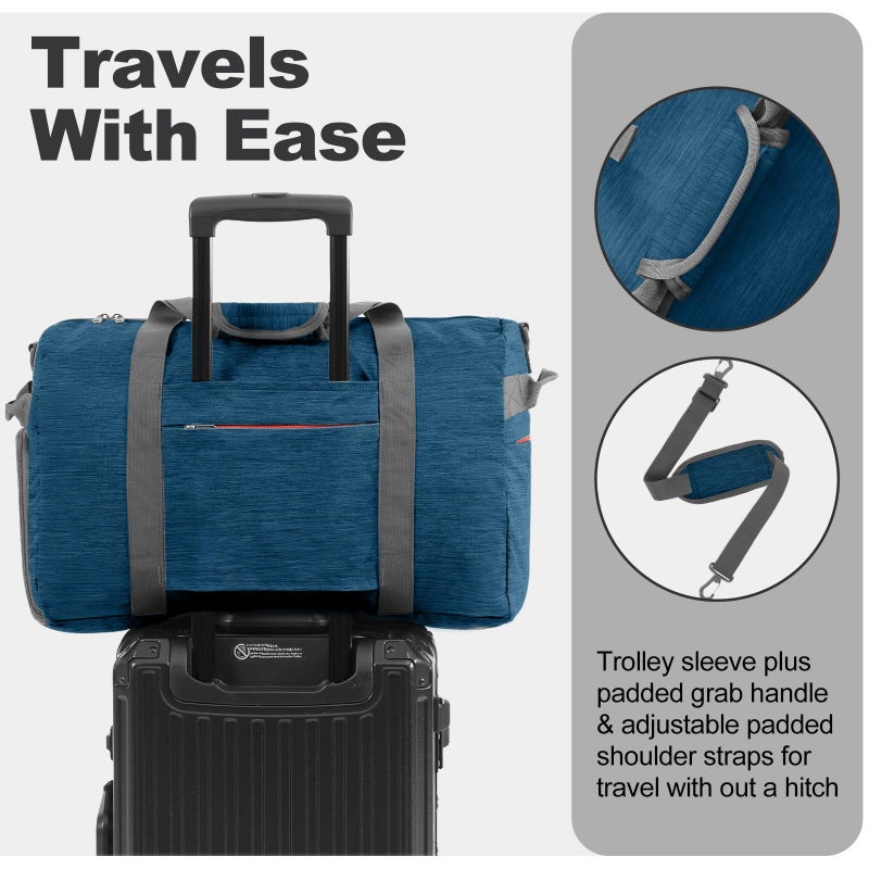 Canway 40L Foldable Duffle Bag for Travel Men & Women Carry On 22"x14"x9" Airline Approved, Small Luggage Overnight Bag with Shoe Compartment, Water-Resistant Gym & Sports Bag - Image 4
