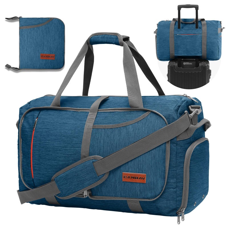 Canway 40L Foldable Duffle Bag for Travel Men & Women Carry On 22"x14"x9" Airline Approved, Small Luggage Overnight Bag with Shoe Compartment, Water-Resistant Gym & Sports Bag - Image 1