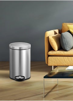 EKO 20L Pedal Trash Bin | Brushed Stainless Steel | Soft-Close, Fingerprint-Resistant | Ideal for Home or Office Use  - Image 1