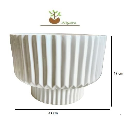Niyara White line Design Stylish Large Ceramic Pot Planters for Indoor Plants,Outdoor,Balcony,Home,Garden.Size-8 Inches (Phoenix) - Image 4