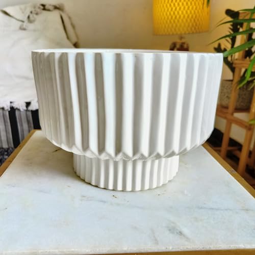 Niyara White line Design Stylish Large Ceramic Pot Planters for Indoor Plants,Outdoor,Balcony,Home,Garden.Size-8 Inches (Phoenix) - Image 3