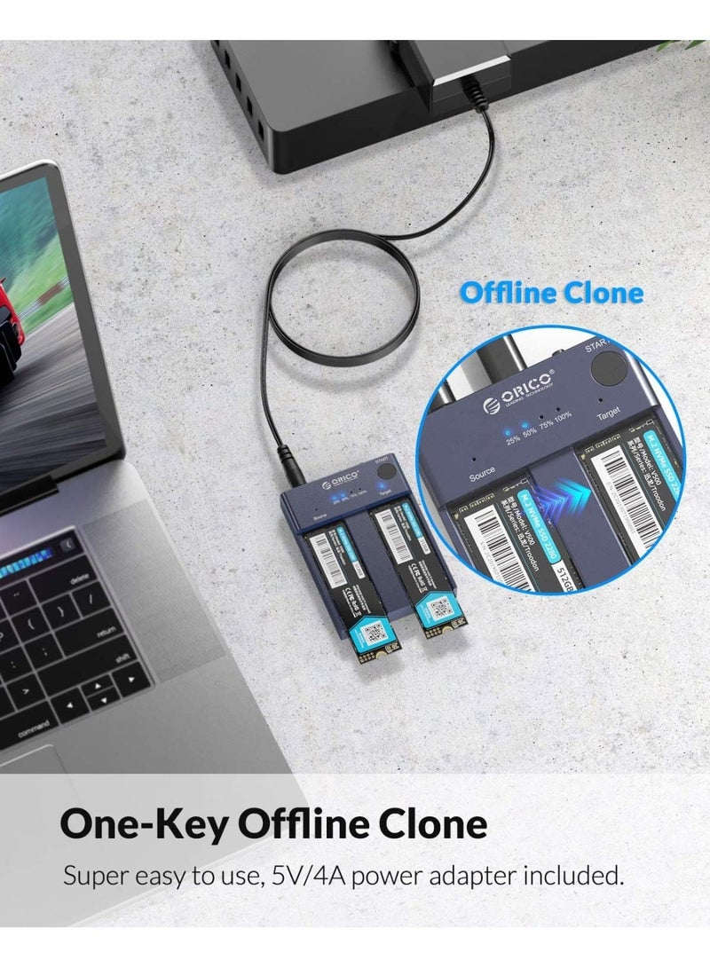 ORICO M.2 NVMe Cloner Dual-Bay NVMe Docking Station USB C to NVMe SSD Enclosure Aluminum M.2 Duplicator Offline Clone for PCIe M-Key SSDs max to 8TB Tool Free-M2P2 - Image 5