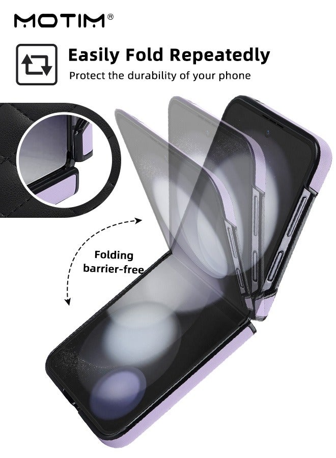 Motim Samsung Galaxy Z Flip 5 Case Cover, Leather Phone Case Shockproof Protective with Ring Holder, Durable Galaxy Z Flip 5 Slim Thin Cover - Image 5