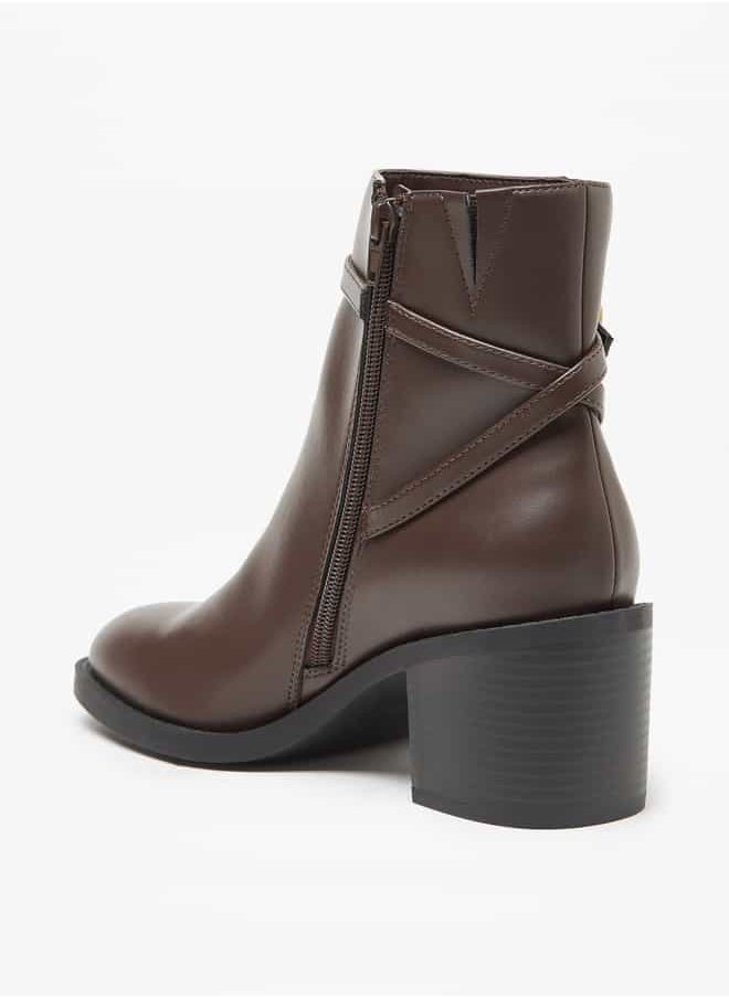 Flora Bella By Shoexpress Women Solid Ankle Boots with Block Heels and Zip Closure  - Image 2