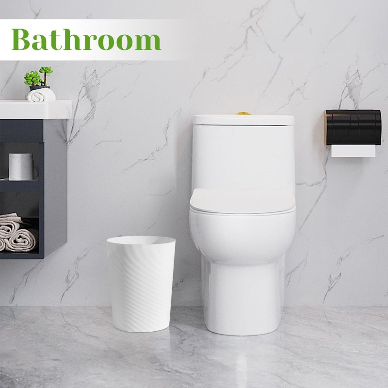 UUJOLY Bathroom Small Trash Can with Trash Bag Plastic Garbage Can Round Waste Basket for Bathrooms, Laundry Room, Kitchens, Offices, Kids Rooms, Dorms, 1.8 Gallons, 3 Pack (White) - Image 4
