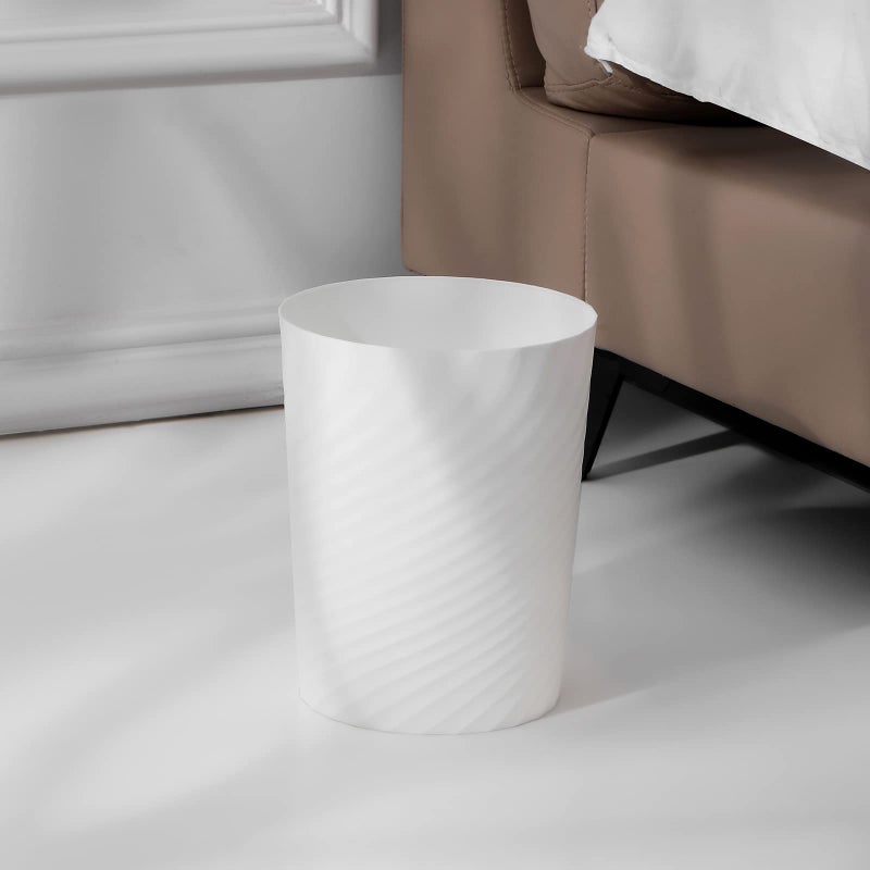 UUJOLY Bathroom Small Trash Can with Trash Bag Plastic Garbage Can Round Waste Basket for Bathrooms, Laundry Room, Kitchens, Offices, Kids Rooms, Dorms, 1.8 Gallons, 3 Pack (White) - Image 3