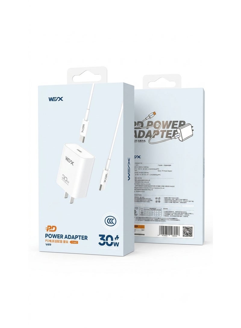 ويكس شاحن سريـع WEX V419 بقوة 30W PD مع كابل Type-C - Image 4
