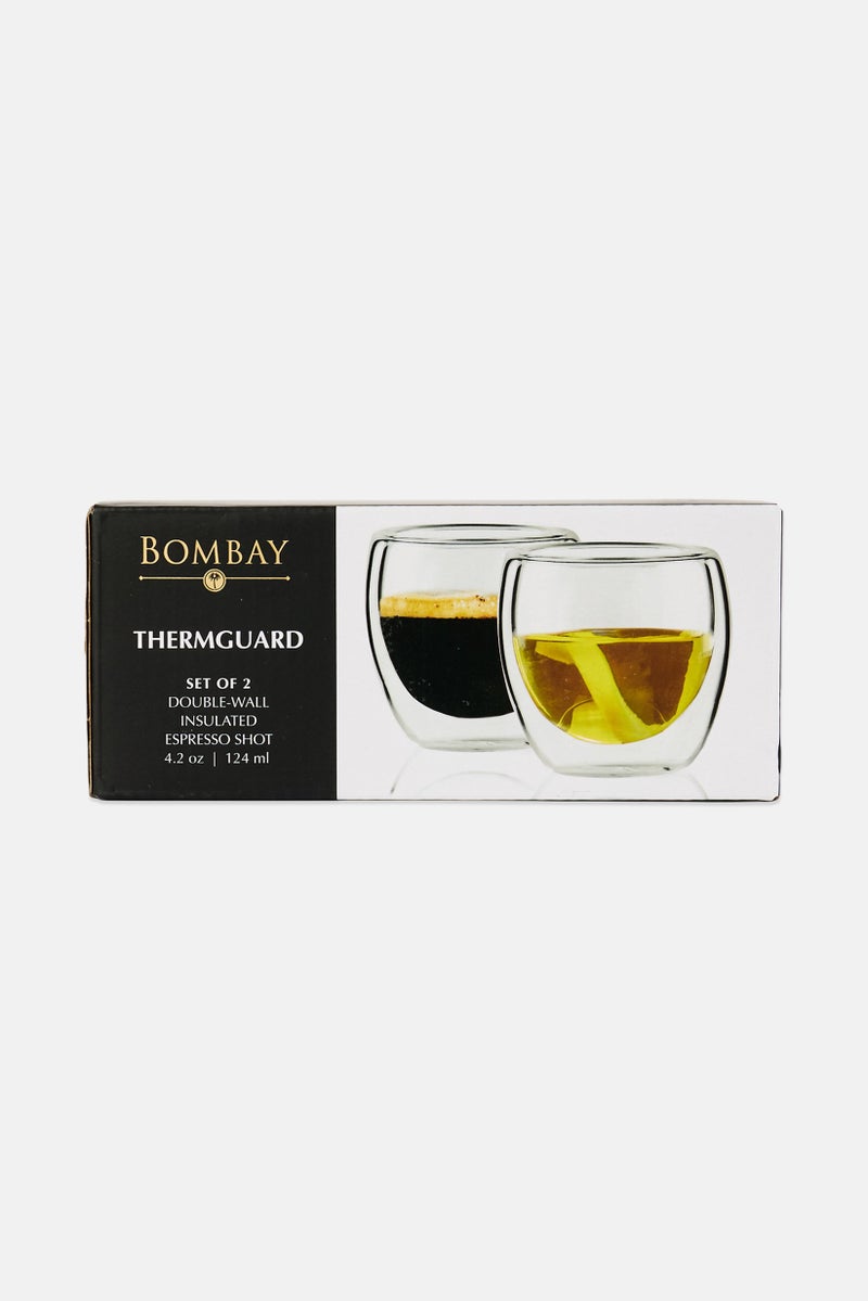 Bombay 2Pcs Thermguard Double Wall Insulated Espresso Shot Mug 125ml, Transparent - Image 1