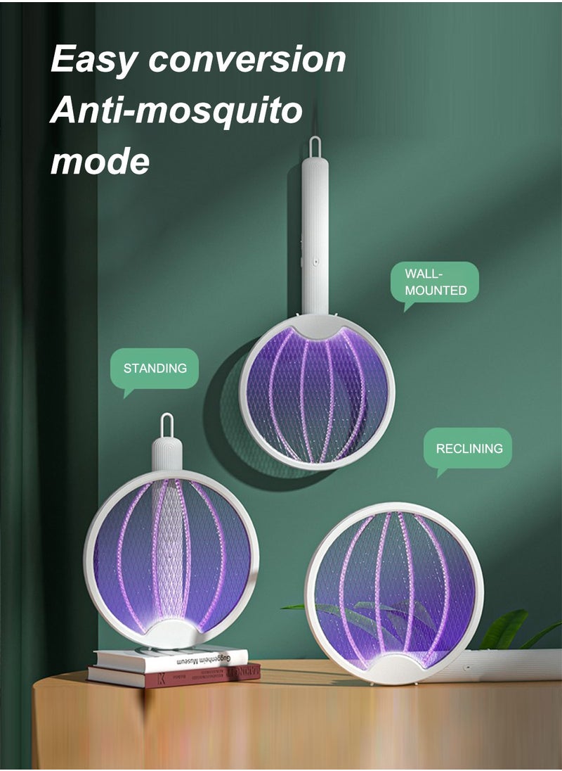 ET-LIFE 3 In 1 USB Rechargeable Electric Mosquito Swatter Electric Fly Swatter XH-28 White  - Image 3