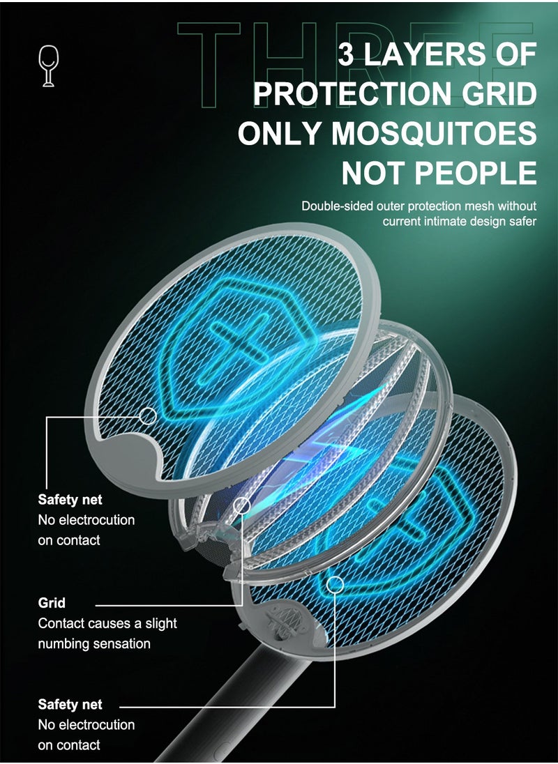 ET-LIFE 3 In 1 USB Rechargeable Electric Mosquito Swatter Electric Fly Swatter XH-28 White  - Image 5