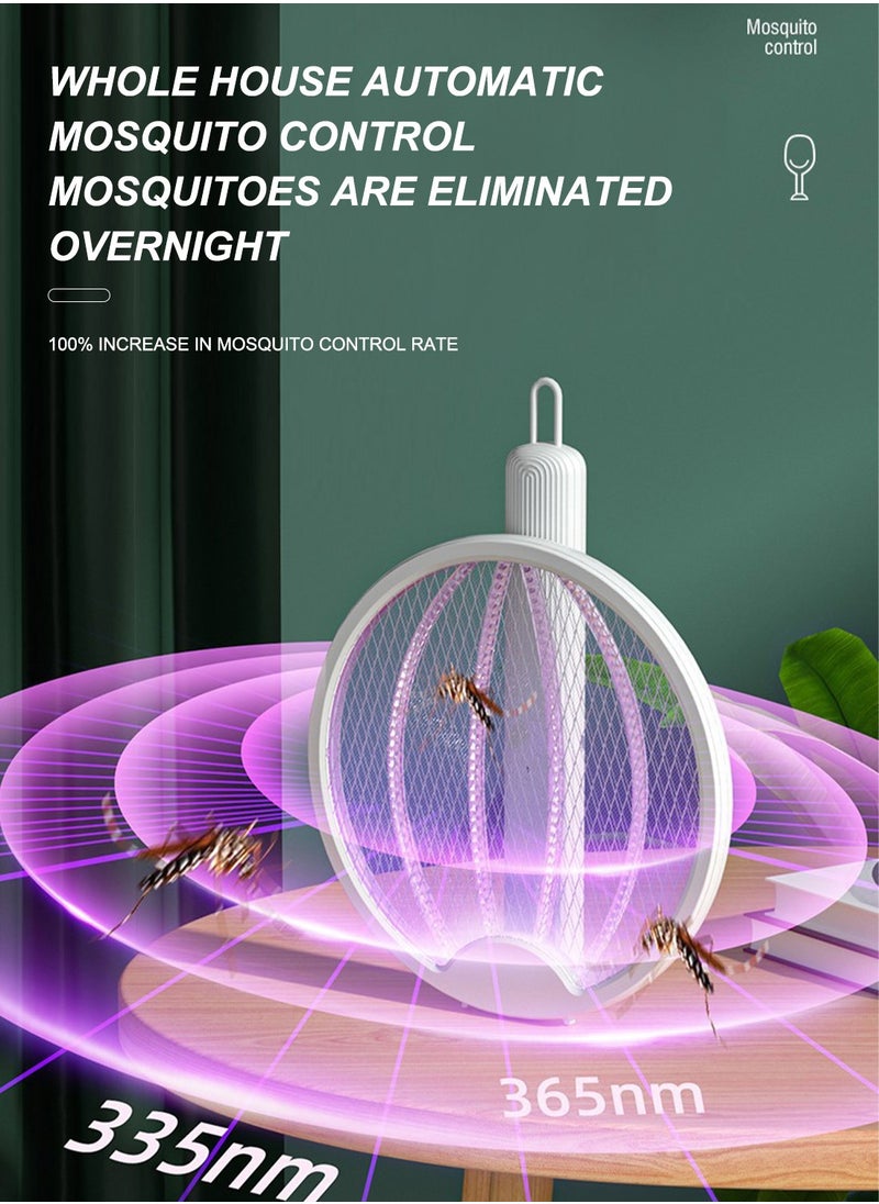 ET-LIFE 3 In 1 USB Rechargeable Electric Mosquito Swatter Electric Fly Swatter XH-28 White  - Image 4