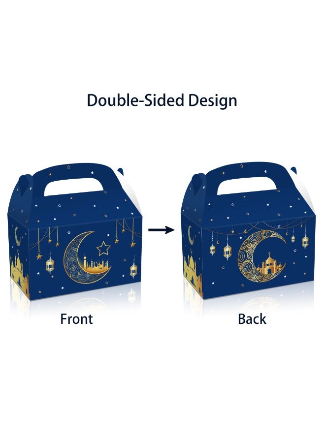 12 Pcs Ramadan Treat Boxes Eid Mubarak Gift Boxes Mosque Star Moon Lantern Eid Party Favor Boxes with Handle Bulk Ramadan Goodie Candy Box for Eid Al Fitr Packages Supplies - Image 2