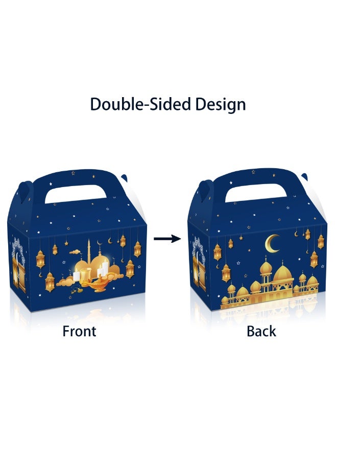 12 Pcs Ramadan Treat Boxes Eid Mubarak Gift Boxes Mosque Star Moon Lantern Eid Party Favor Boxes with Handle Bulk Ramadan Goodie Candy Box for Eid Al Fitr Packages Supplies - Image 3