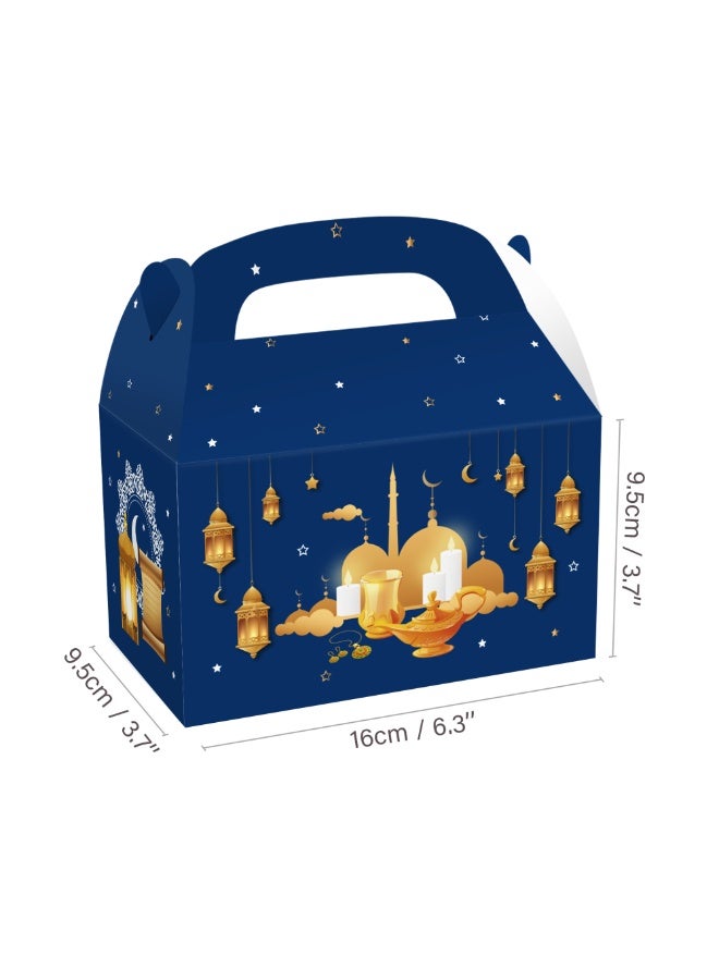 12 Pcs Ramadan Treat Boxes Eid Mubarak Gift Boxes Mosque Star Moon Lantern Eid Party Favor Boxes with Handle Bulk Ramadan Goodie Candy Box for Eid Al Fitr Packages Supplies - Image 4
