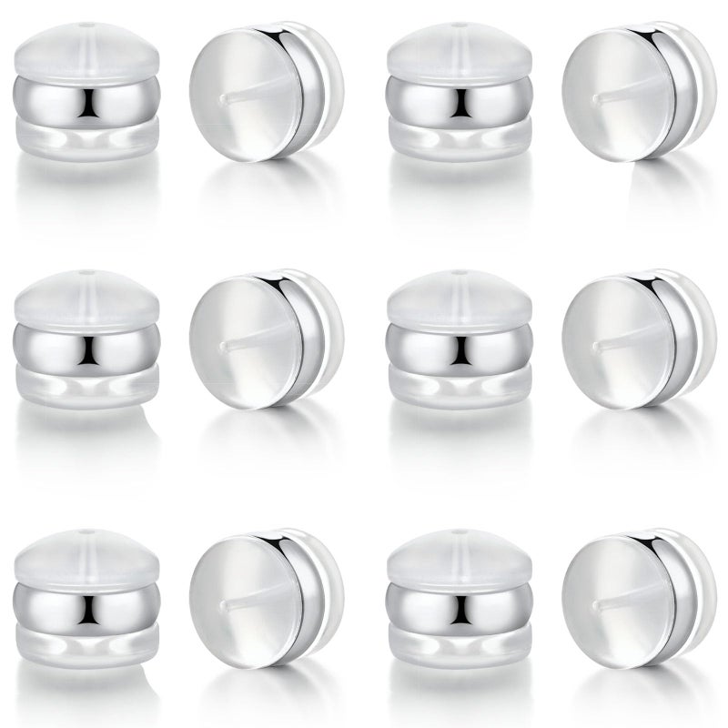 Formulen Silicone Earring Backs, 18K Gold Plated, Secure Locking for Heavy Earrings, Hypoallergenic Clear White - Image 1