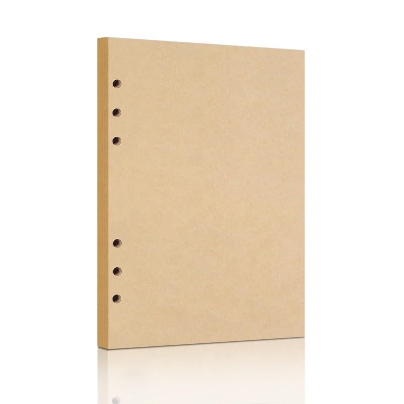 Mafegu A5 Refill Paper, Unlined Blank Kraft Paper,100GSM Thick Refillable Paper 6 Hole Filler Inserts Loose Leaf Paper,for A5 6 Ring Binder,80 Sheets (160 Pages)(Kraft-Blank-A5) - Image 1