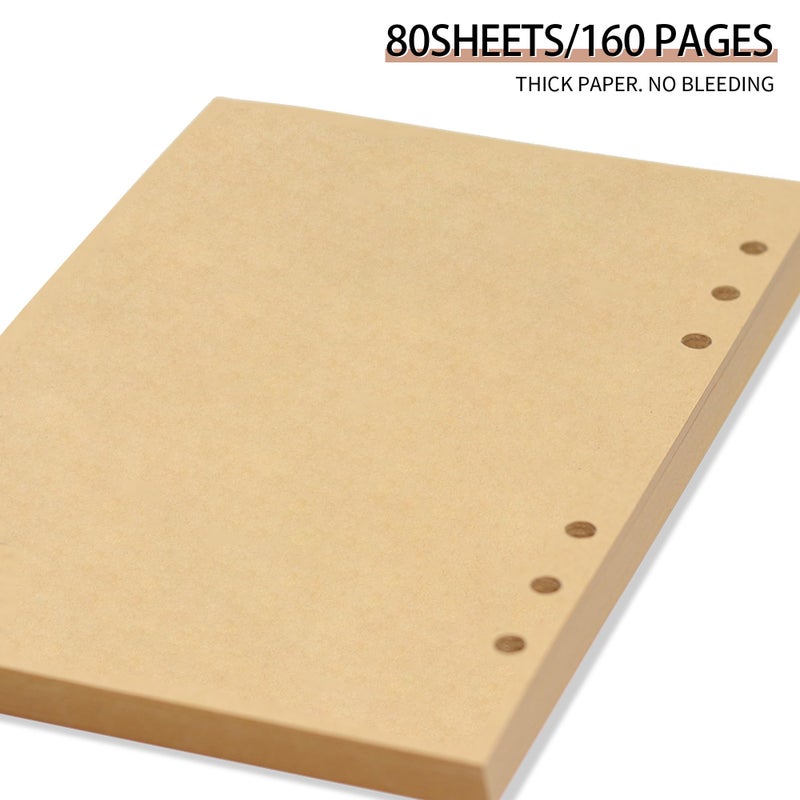 Mafegu A5 Refill Paper, Unlined Blank Kraft Paper,100GSM Thick Refillable Paper 6 Hole Filler Inserts Loose Leaf Paper,for A5 6 Ring Binder,80 Sheets (160 Pages)(Kraft-Blank-A5) - Image 4