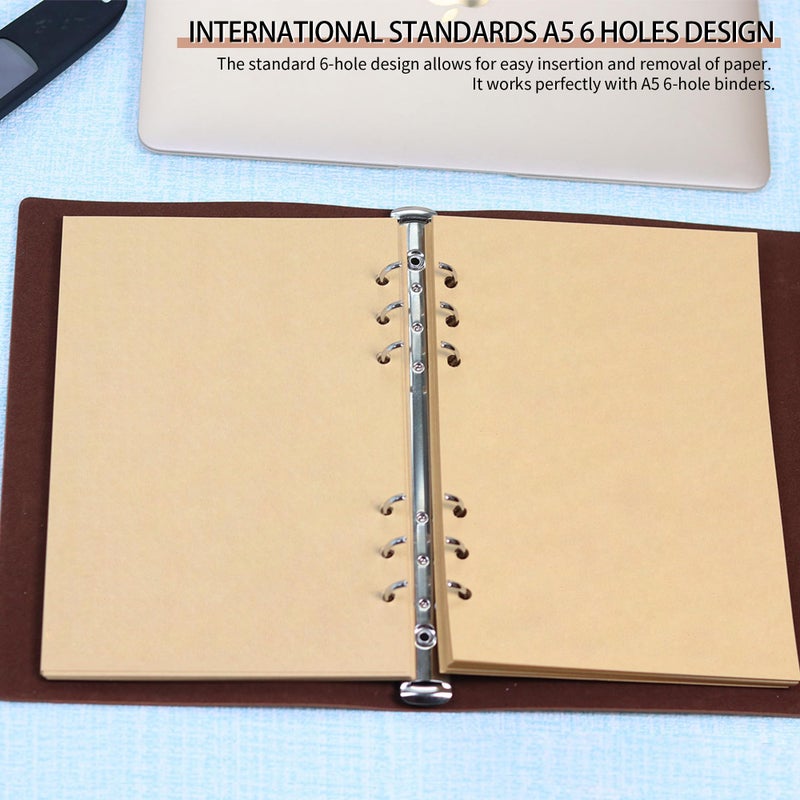 Mafegu A5 Refill Paper, Unlined Blank Kraft Paper,100GSM Thick Refillable Paper 6 Hole Filler Inserts Loose Leaf Paper,for A5 6 Ring Binder,80 Sheets (160 Pages)(Kraft-Blank-A5) - Image 5