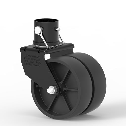 TOWKING 2000lbs Dual 6" Trailer Jack Swivel Caster, Wheel Replacement with Pin, Black - Image 1