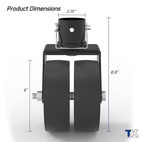 TOWKING 2000lbs Dual 6" Trailer Jack Swivel Caster, Wheel Replacement with Pin, Black - Image 2
