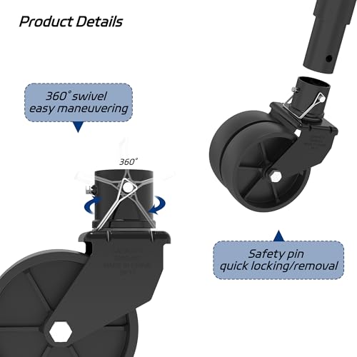 TOWKING 2000lbs Dual 6" Trailer Jack Swivel Caster, Wheel Replacement with Pin, Black - Image 5