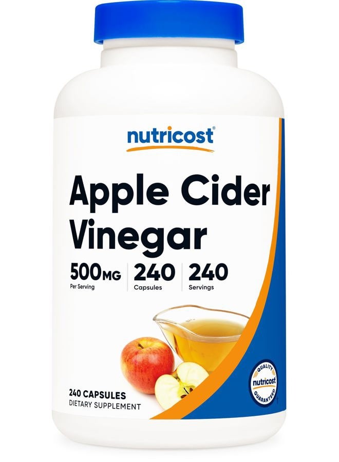 Nutricost Apple Cider Vinegar Capsules 500mg, 240 Vegetarian Capsules - Natural, Vegetarian, GMP, Non-GMO and Gluten Free - Image 1