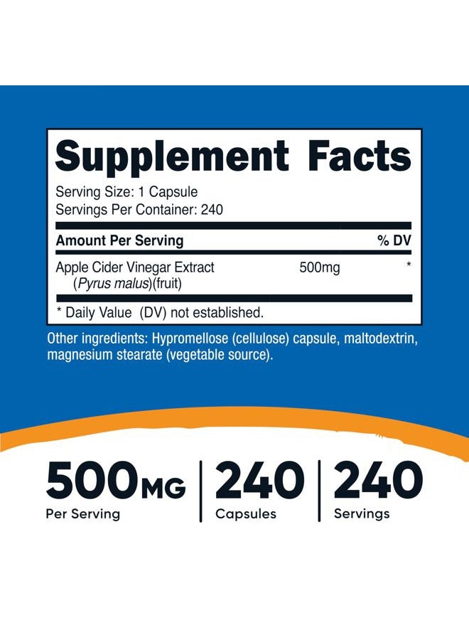 Nutricost Apple Cider Vinegar Capsules 500mg, 240 Vegetarian Capsules - Natural, Vegetarian, GMP, Non-GMO and Gluten Free - Image 2