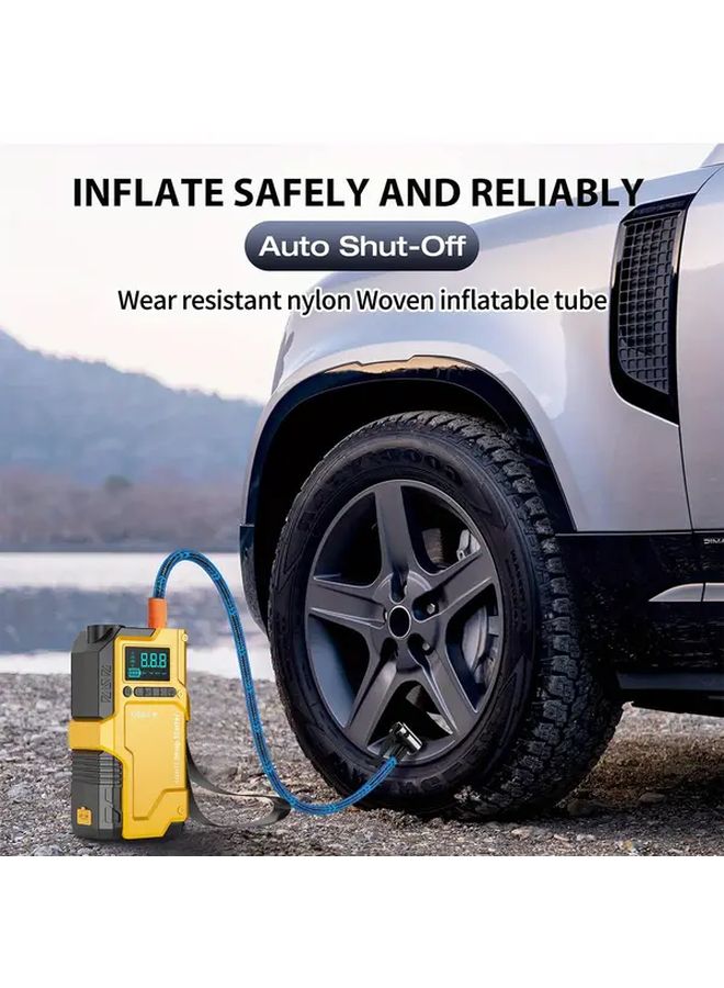 Yellow 9 in 1 Multi Function Car Jump Starter with Air Compressor 5000A Peak USB Rechargeable - Image 5