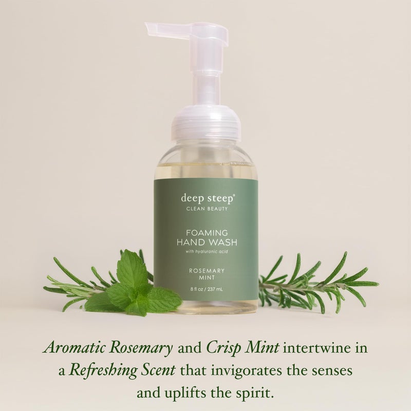Deep Steep Foaming Hand Wash, Rosemary Mint, 8 oz â€“ Gentle Cleanser with Aloe, Argan Oil, Shea Butter & Hyaluronic Acid â€“ Vegan, Clean Beauty, Soft & Hydrated Hands - Image 4