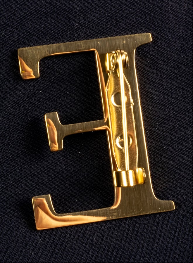 The Black Pearl Accessories "E" Letter Stainless Steel Golden Brooch - Image 2