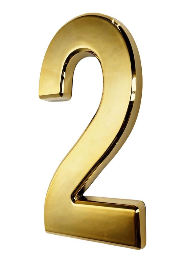 HopeWan 4 Inch Gold Mailbox Number #2, 3D Address Letter Stickers for House Apartment Office Doors, Gold Shiny and Bright.(2, Gold) - Image 1
