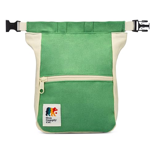 Oso Supply Co Kulshan Bouldering Bucket Large Size Chalk Bag for Rock Climbing Chalk Pot with Magnetic Roll Down Closure Brush Loop Zippered Pockets for Climbers Trailhead Green Fog - Image 1