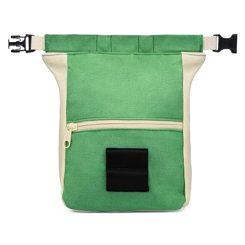 Oso Supply Co Kulshan Bouldering Bucket Large Size Chalk Bag for Rock Climbing Chalk Pot with Magnetic Roll Down Closure Brush Loop Zippered Pockets for Climbers Trailhead Green Fog - Image 3