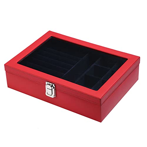 essart Faux Leather Jewelry/Trousseau/Vanity/Payal/Chain's - Multi-Purpose Makeup and Cufflinks Box - Red - Image 5