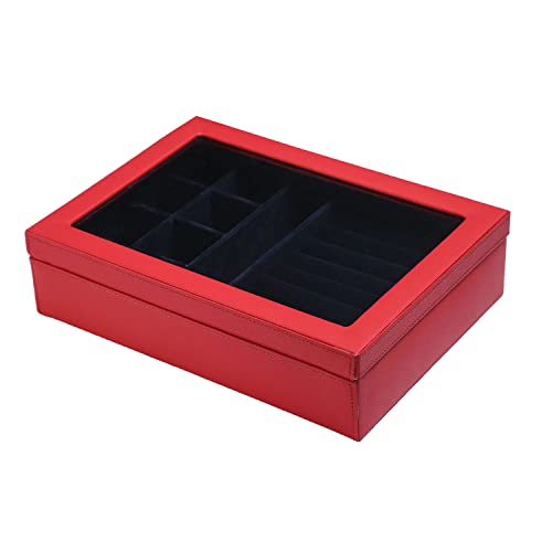 essart Faux Leather Jewelry/Trousseau/Vanity/Payal/Chain's - Multi-Purpose Makeup and Cufflinks Box - Red - Image 3