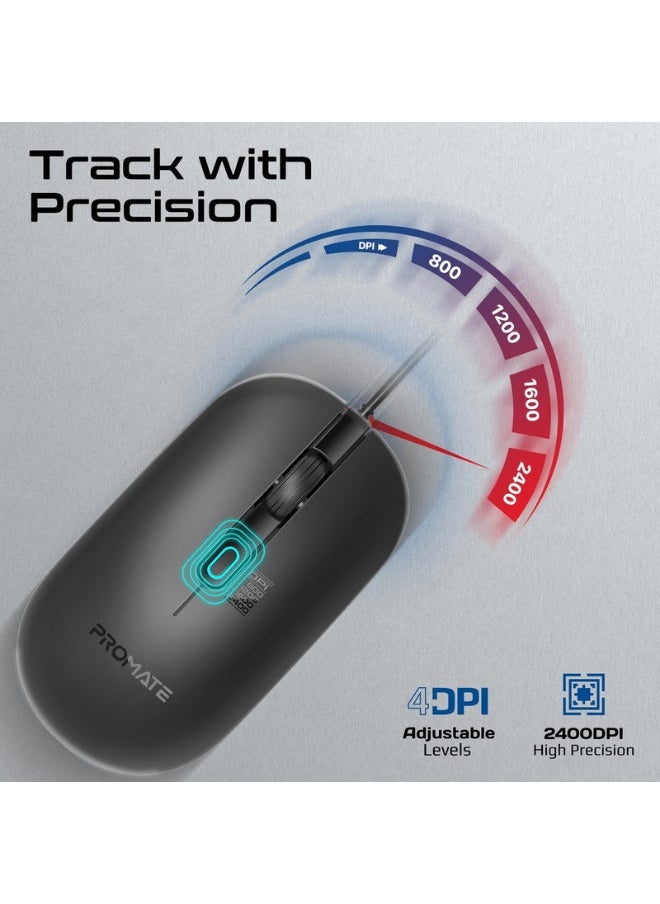 Promats - Promate combo-cm5 Ergonomic Wired Slim Keyboard with Palm Rest and 2400 DPI Mouse - Image 1