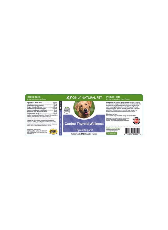Only Natural Pet - Canine Thyroid Wellness Supplment For Dogs  90 Chewable Tablets - Image 1