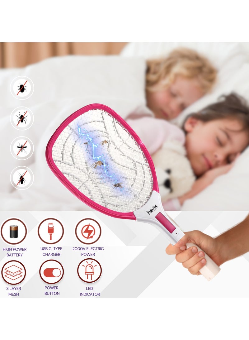 HEJIX Electric Insect Swatter – Usb Rechargeable Fly Swatter With High Power Battery And 2500V Power – Portable Bug Zapper Racket For Mosquitoes, Flies, And Insects - Image 2