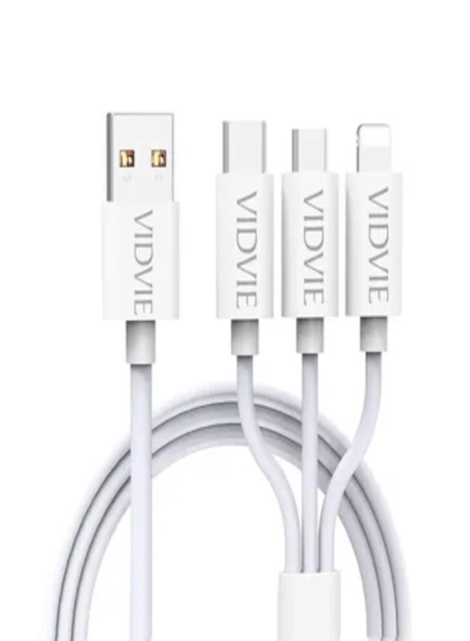 VIDVIE 3-In-1 USB Multi Charging Cable, 1.5 Meter, White - CB4023 - Image 1